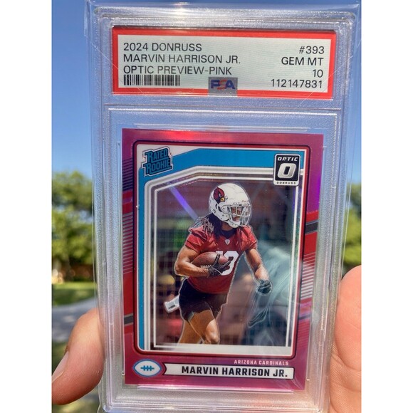 2024 Panini Donruss Marvin Harrison Jr Optic Preview Pink Prizm RC #393 PSA 10